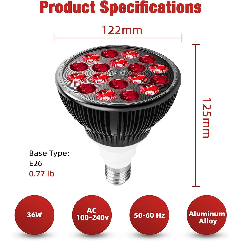 Clip On Red Light Therapy Lamp 54W 660nm & 850nm Infrared