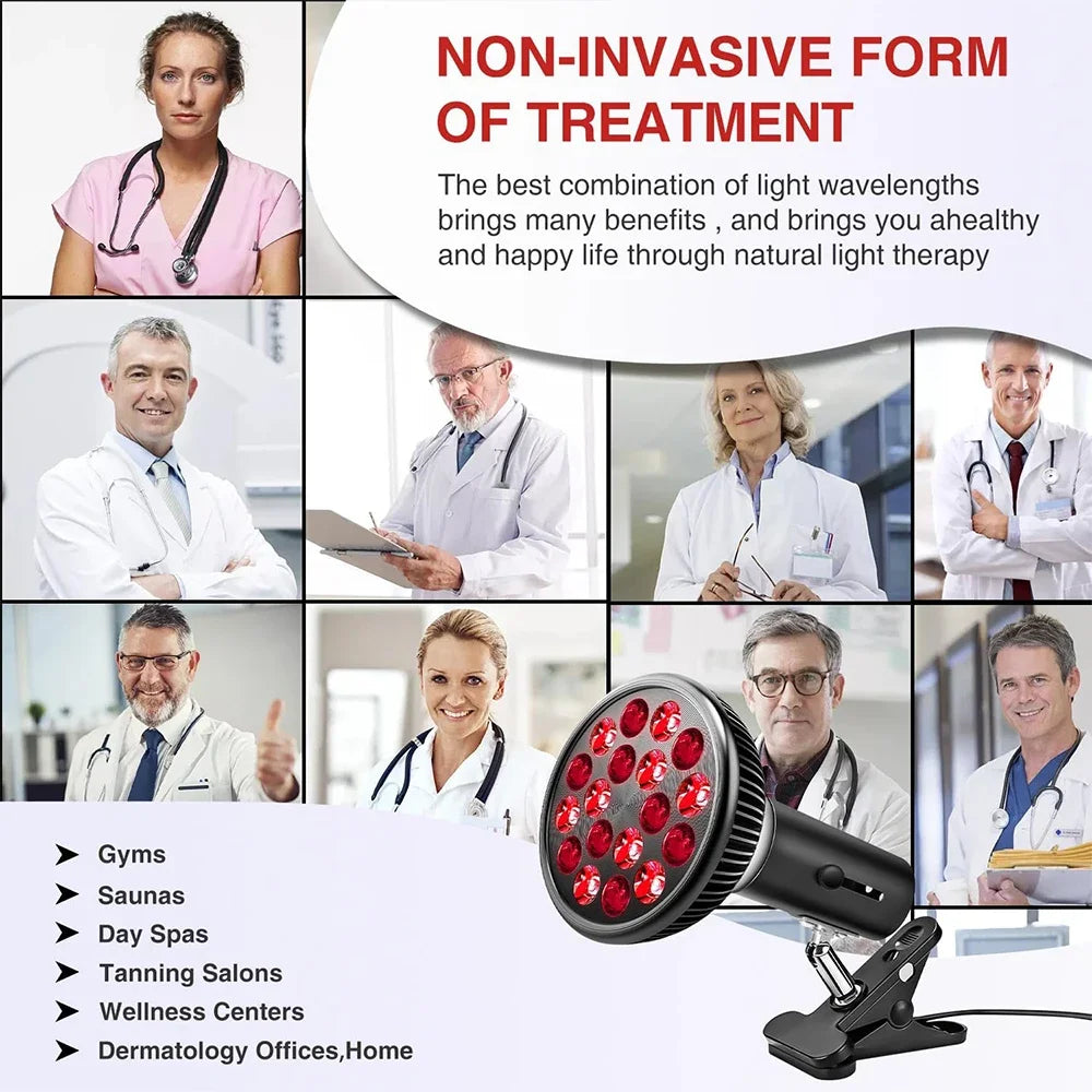Clip On Red Light Therapy Lamp 54W 660nm & 850nm Infrared